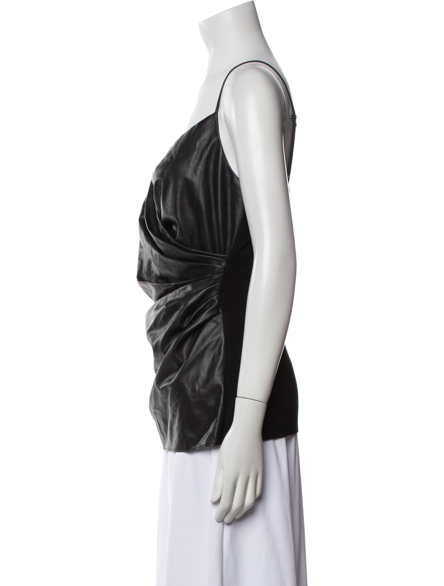 Ilana Wolf Faux Leather Cowl Neck Top