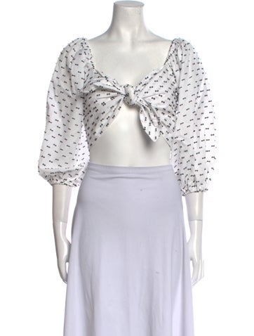 Isla & White Tops Printed V-Neck Crop Top XS