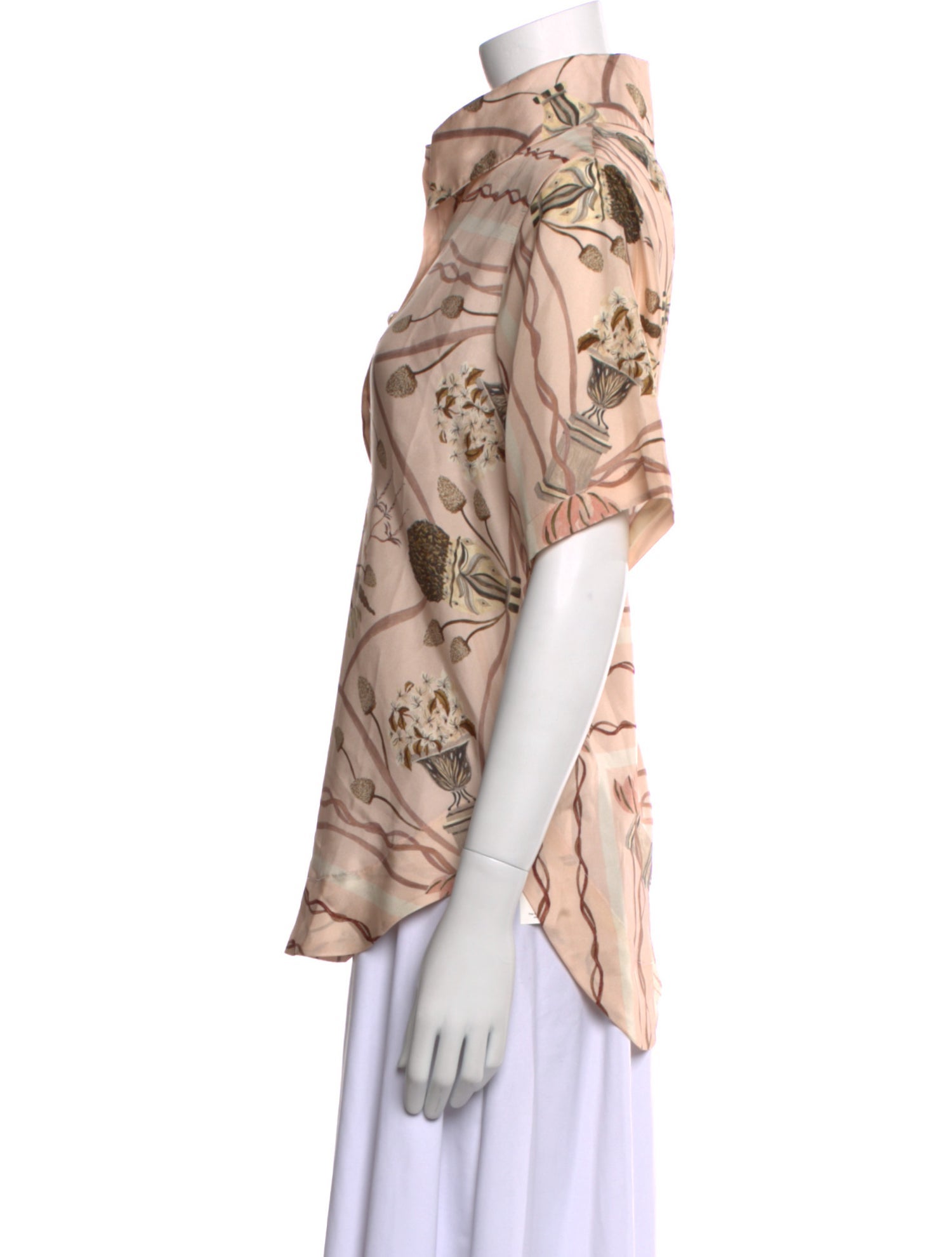 Isla & White Silk Printed Button-Up Top w/ Tags