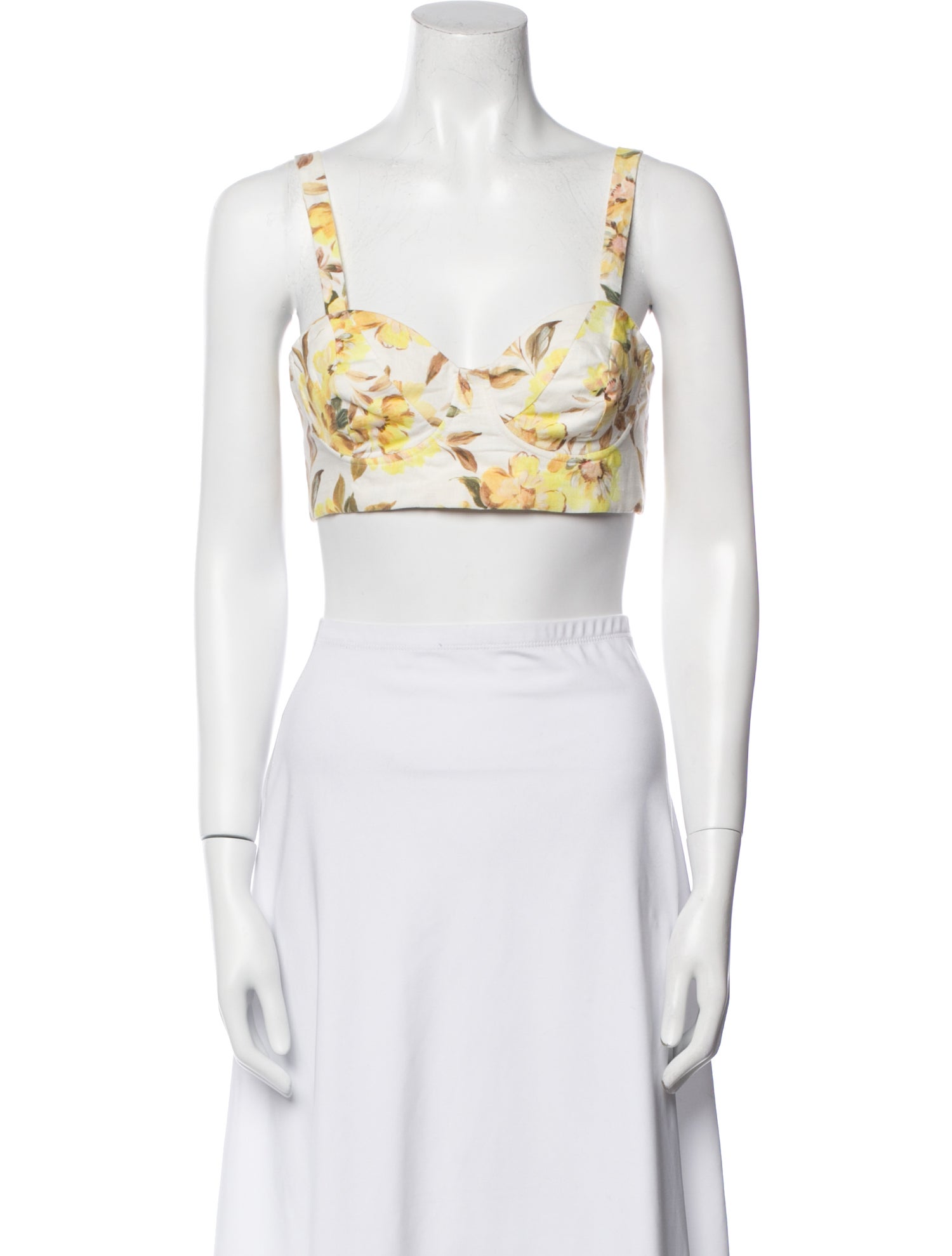 Isla & White Floral Print Square Neckline Crop Top