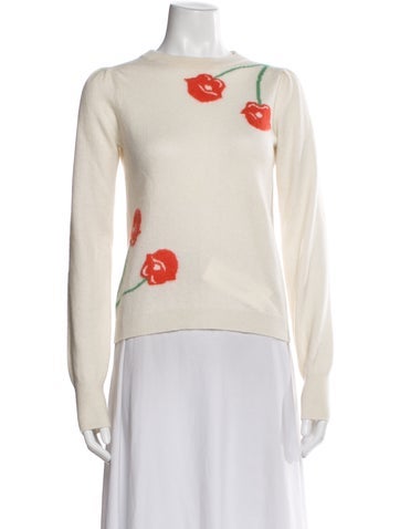 Pre-owned Isla And White Cashmere Floral Print Sweater In Neutral