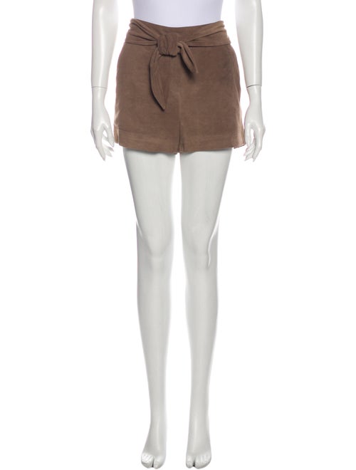 Intermix Leather Mini Shorts Brown
