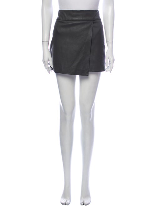 Intermix Leather Mini Skirt Green