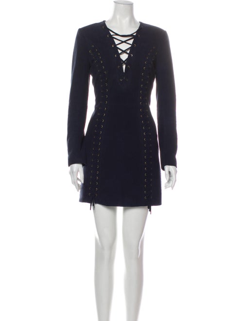 Intermix Leather Mini Dress Blue