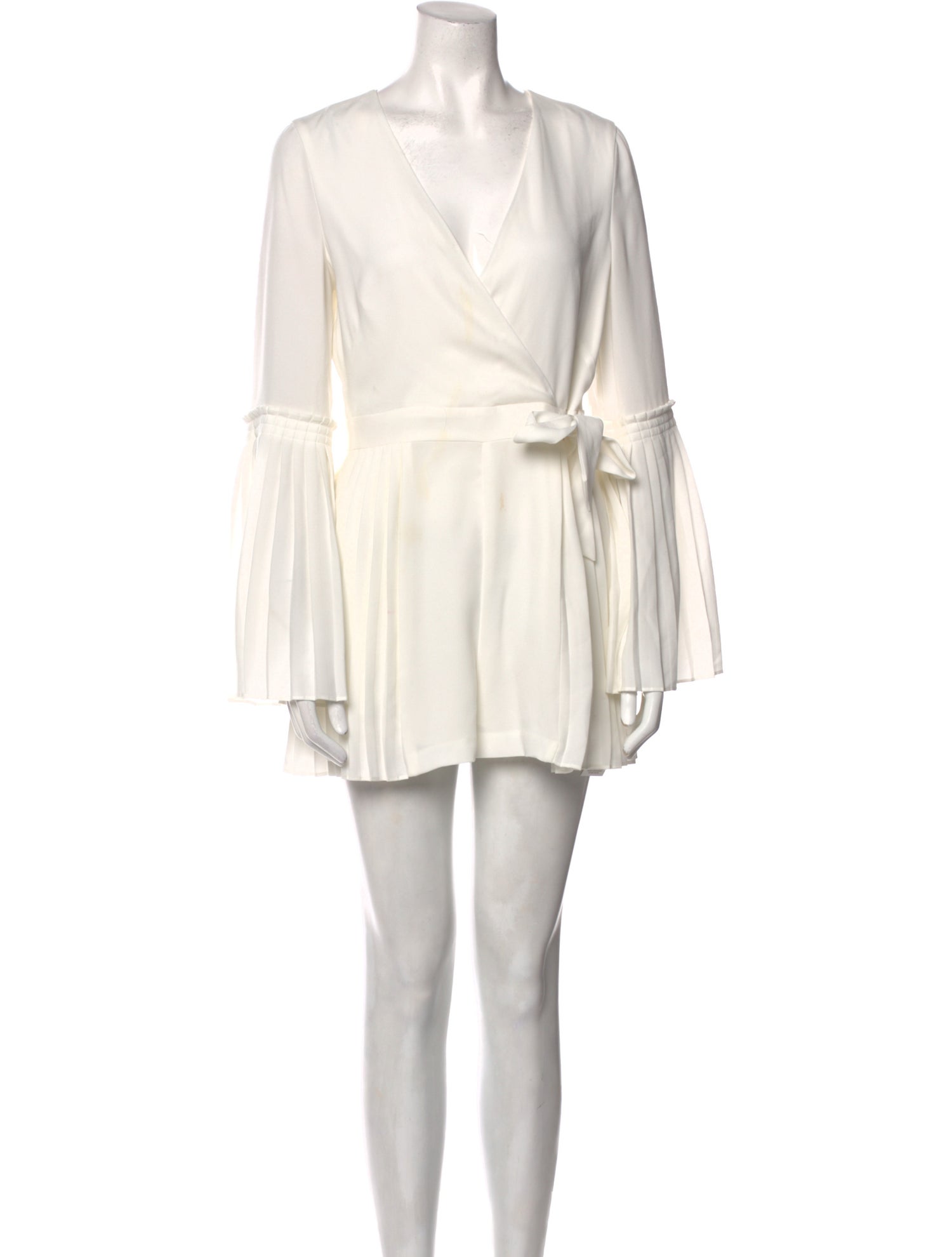 Intermix Plunge Neckline Romper White, 13" Rise Jumpsuits and Rompers