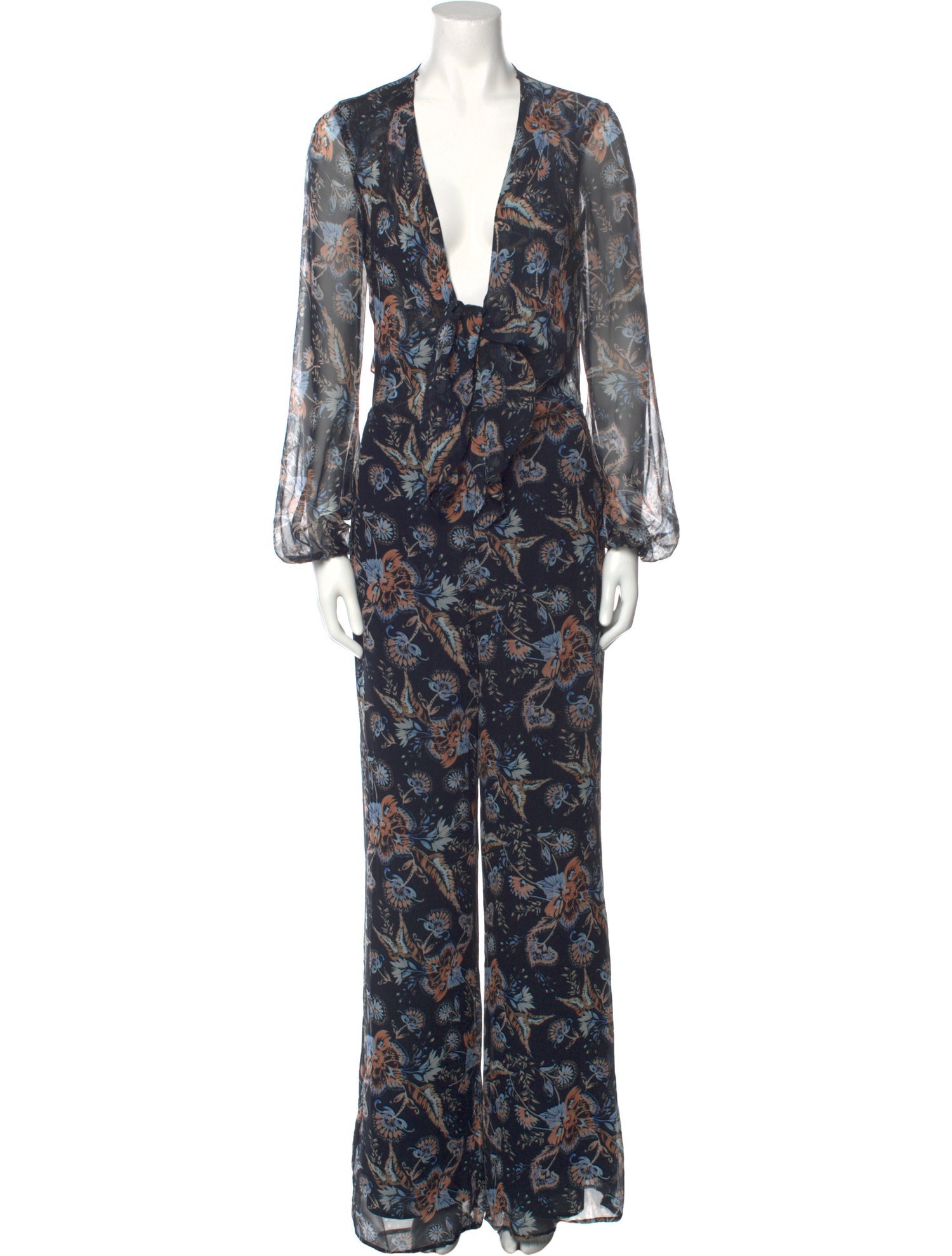 Intermix Silk Floral Print Jumpsuit - Blue, 11.25