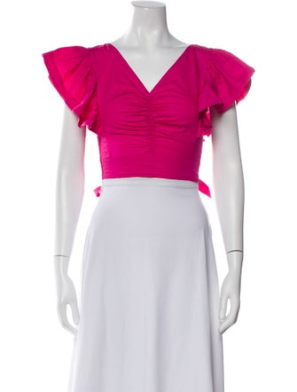 Intermix V-Neck Short Sleeve Crop Top