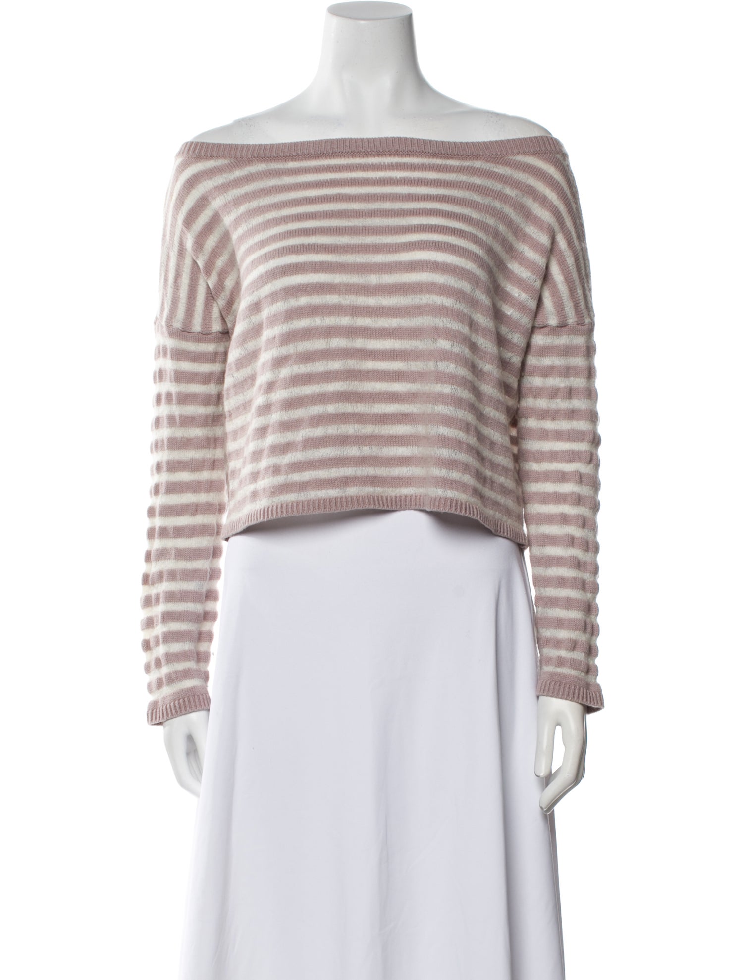 Intermix Striped Bateau Neckline Sweater