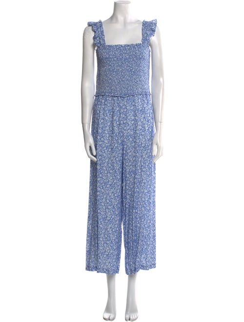 Intermix Floral Print Square Neckline Jumpsuit