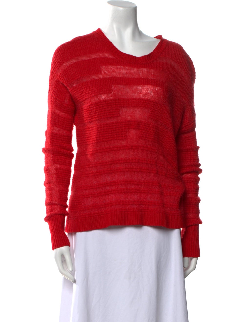 Intermix Wool Pullover Red Striped Long Sleeve wi… - image 1