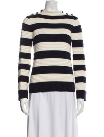 Intermix Striped Bateau Neckline Sweater