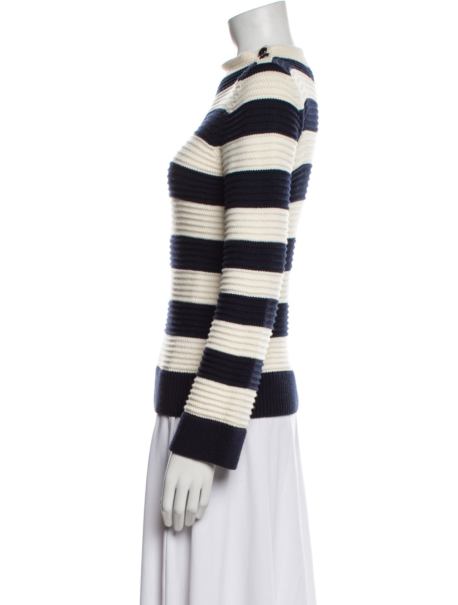 Intermix Striped Bateau Neckline Sweater