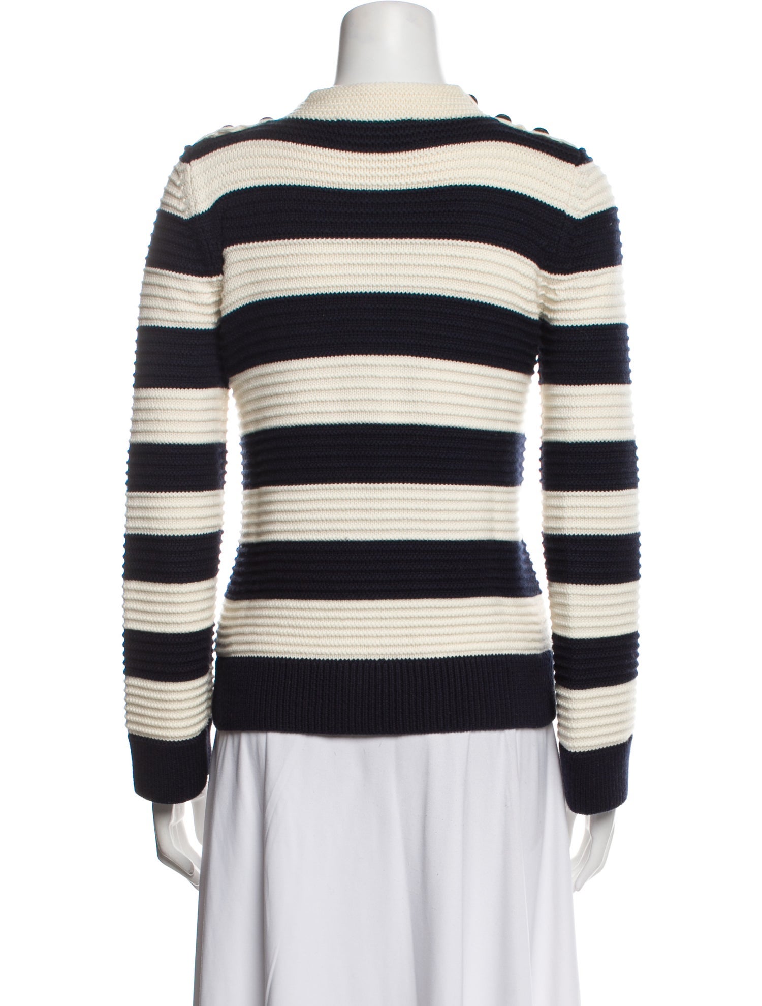 Intermix Striped Bateau Neckline Sweater