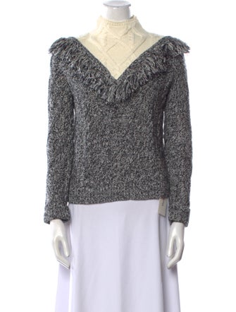 Intermix Colorblock Pattern Mock Neck Sweater