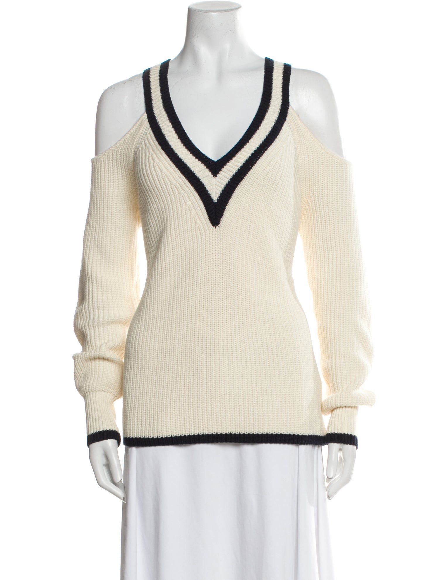 Intermix Colorblock Pattern V-Neck Sweater