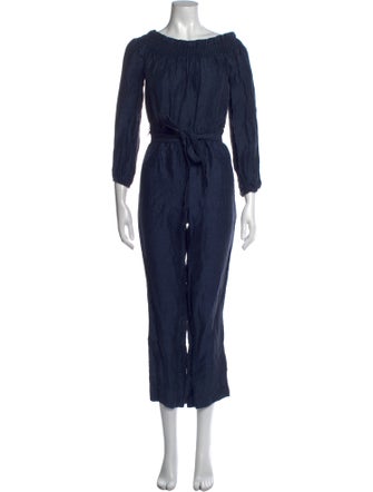 Intermix Linen Bateau Neckline Jumpsuit