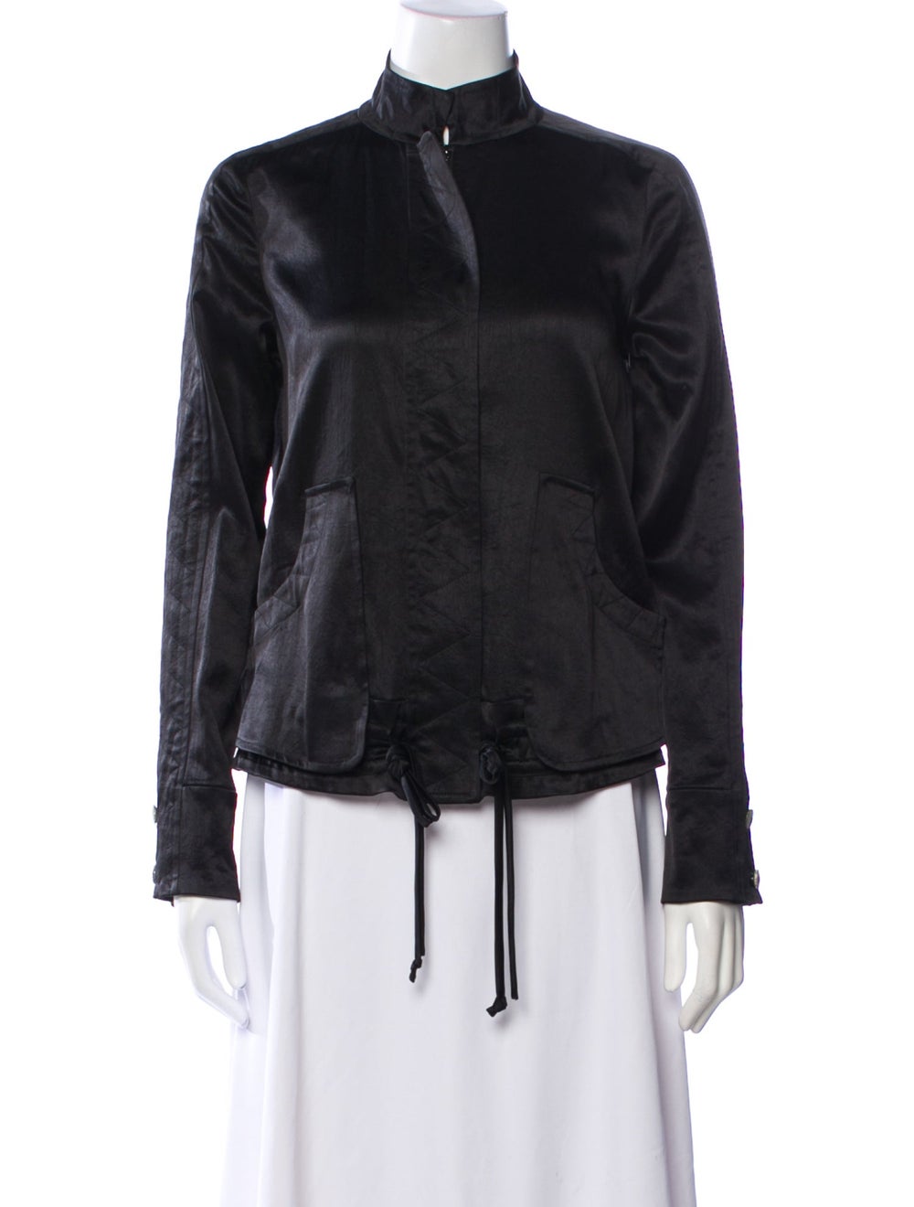 Intermix Jacket Black Stand Collar Patch Pockets & - image 1