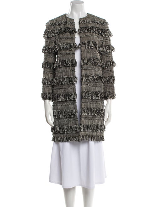 Intermix Tweed Pattern Faux Fur Coat