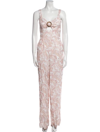 Intermix Paisley Print V-Neck Jumpsuit