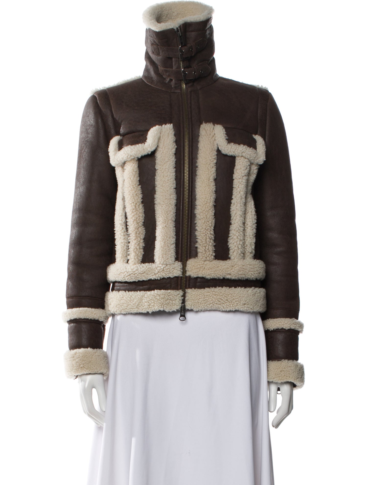 Intermix Leather Colorblock Pattern Jacket