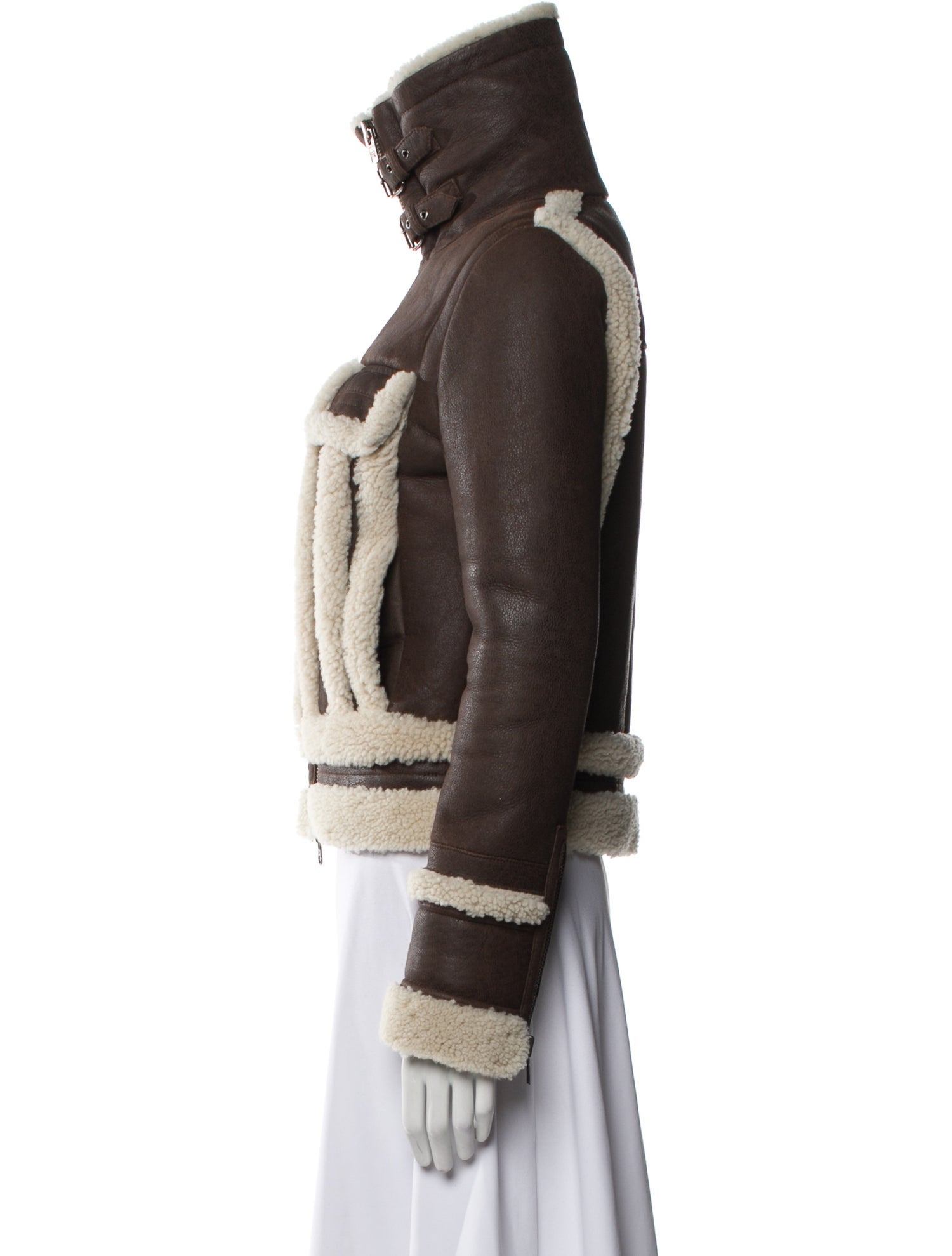 Intermix Leather Colorblock Pattern Jacket