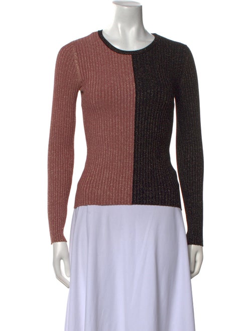 Intermix Colorblock Pattern Crew Neck Sweater