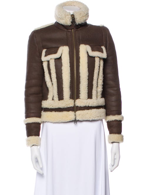 Intermix Leather Colorblock Pattern Faux Fur Jacket