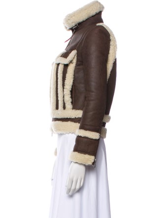 Intermix Leather Colorblock Pattern Faux Fur Jacket