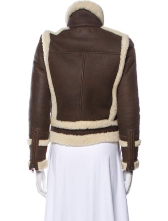 Intermix Leather Colorblock Pattern Faux Fur Jacket