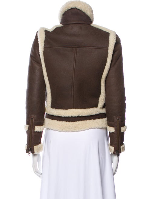 Intermix Leather Colorblock Pattern Faux Fur Jacket