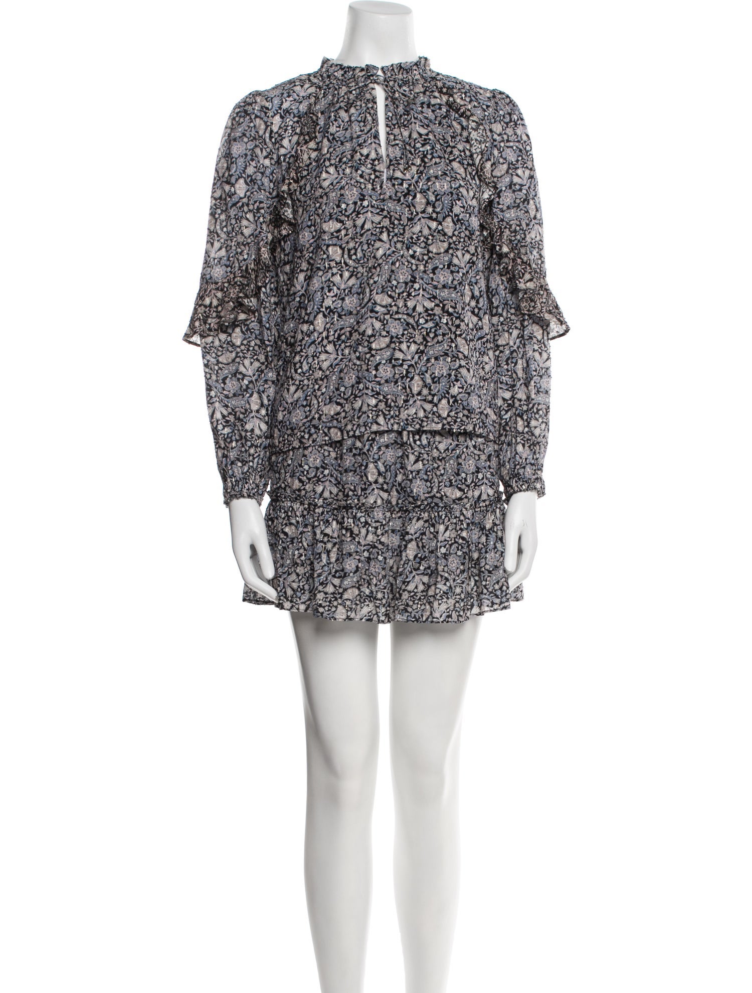 Intermix Floral Print Ruffle Embellishment Skirt Set