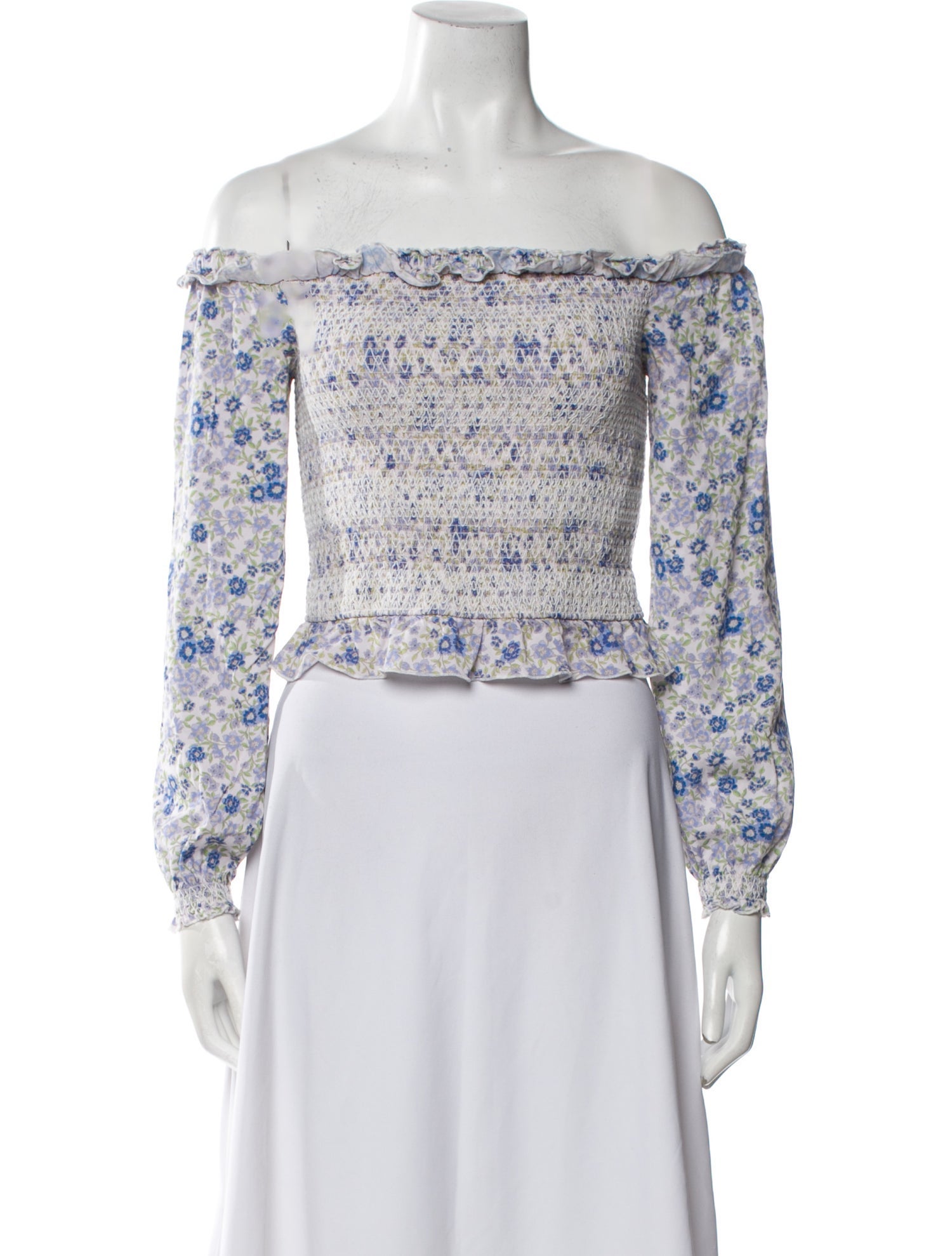 Intermix Floral Print Off-The-Shoulder Crop Top