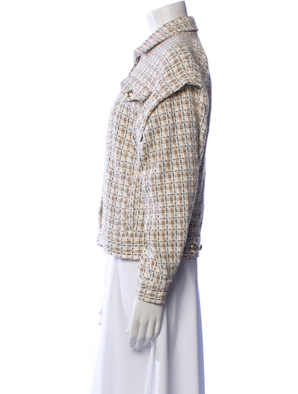 Intermix Jacket Neutrals Tweed Pattern Pointed Co… - image 2