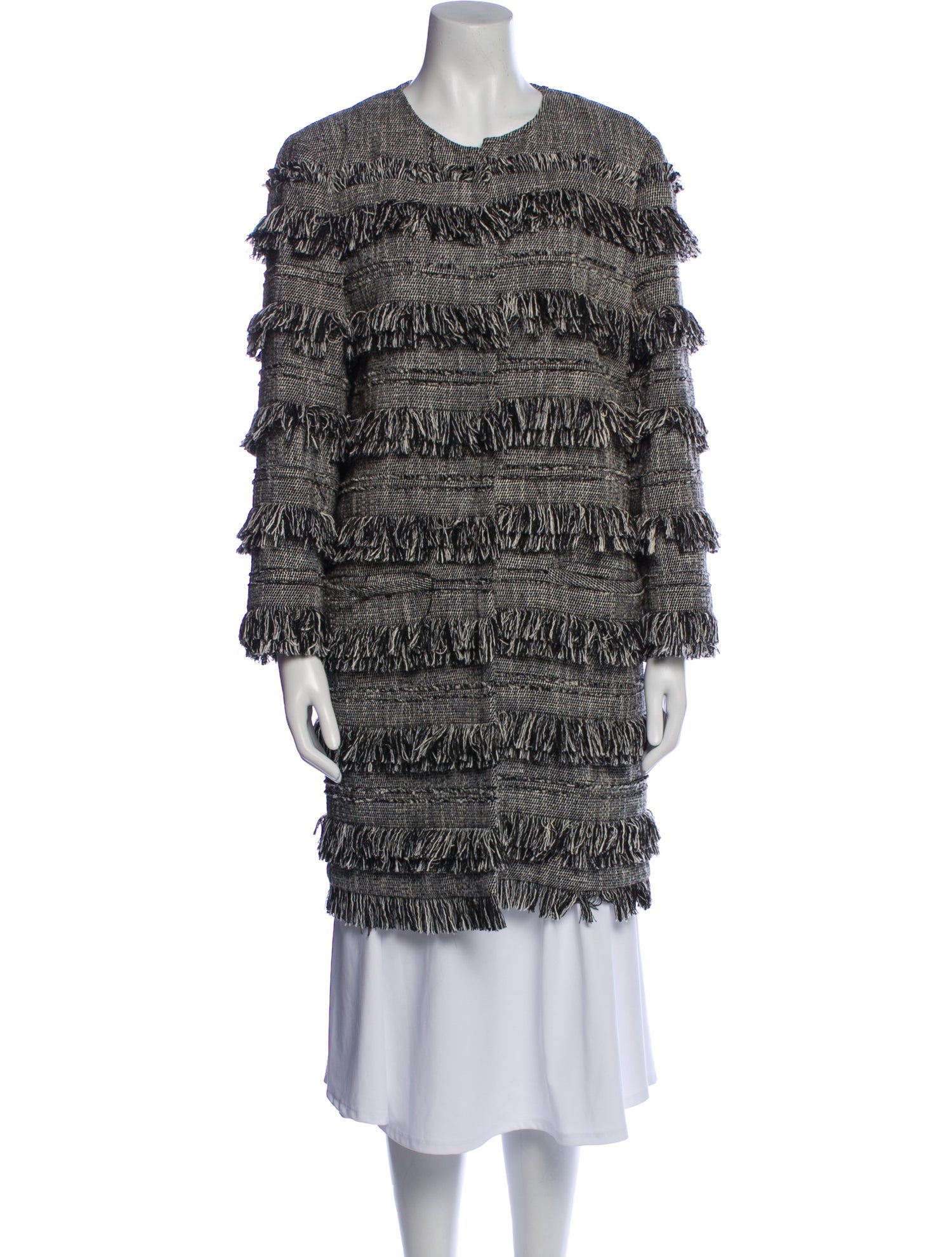 Intermix Striped Faux Fur Coat