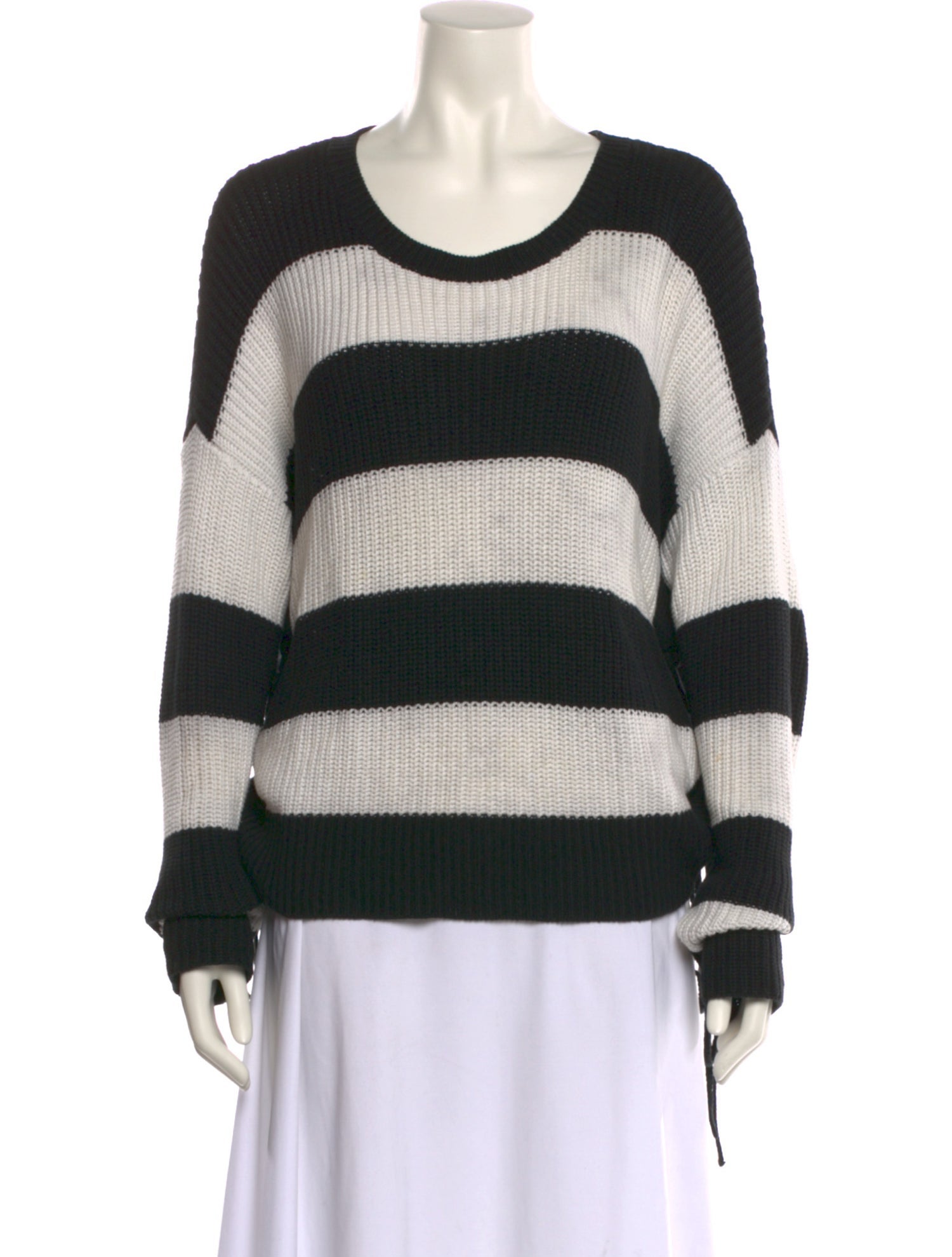 Intermix Striped Scoop Neck Sweater