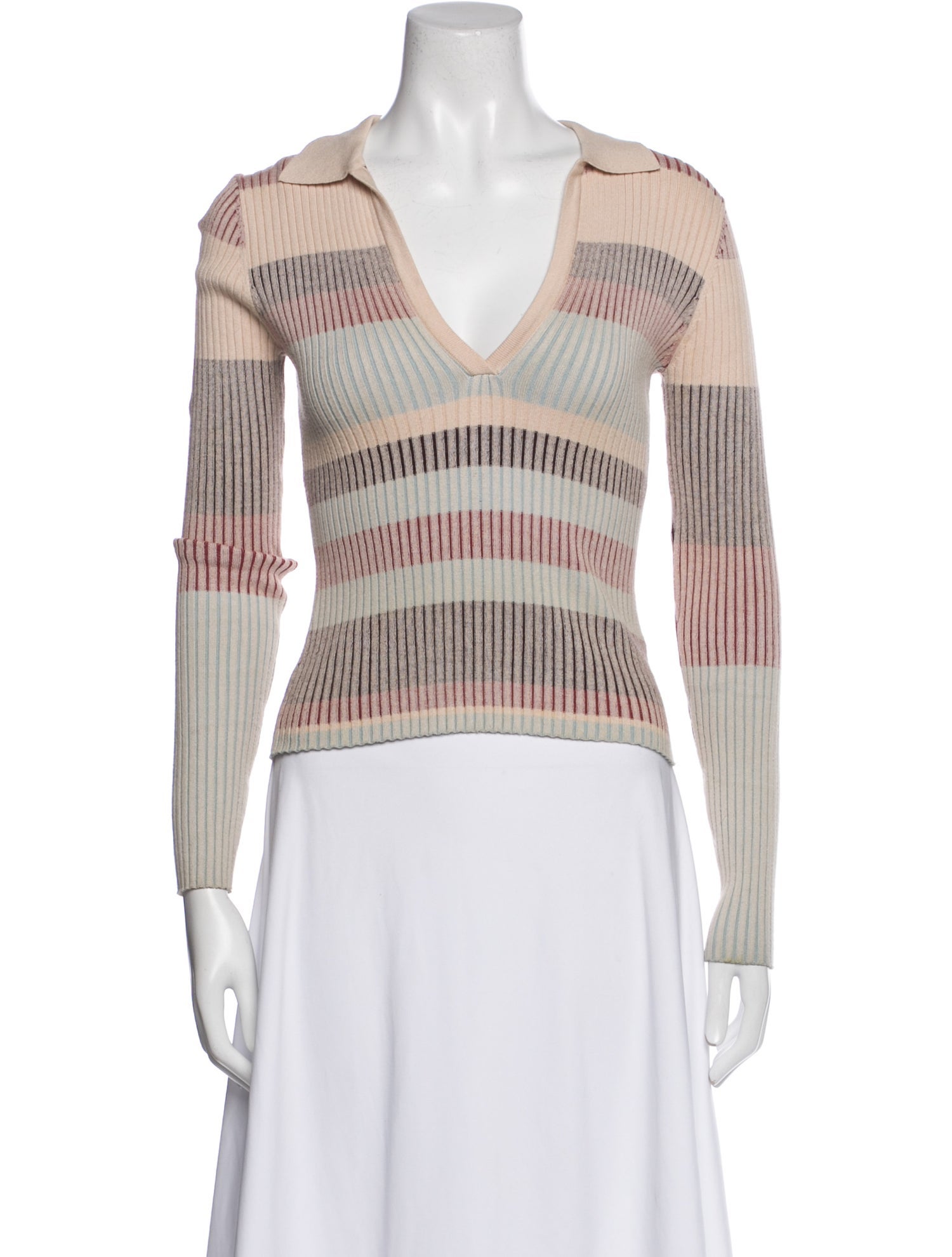 Intermix Striped V-Neck Sweater