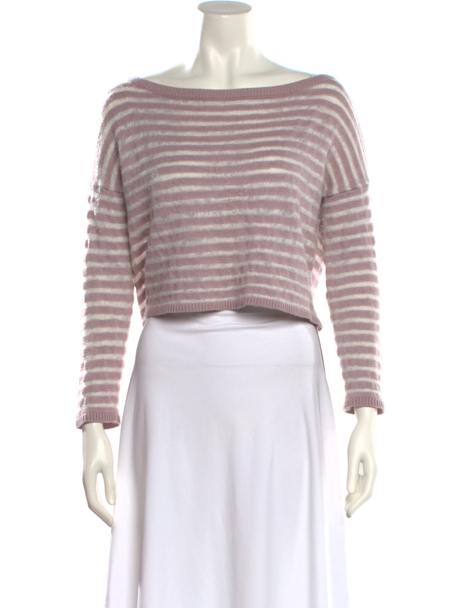 Intermix Striped Bateau Neckline Sweater