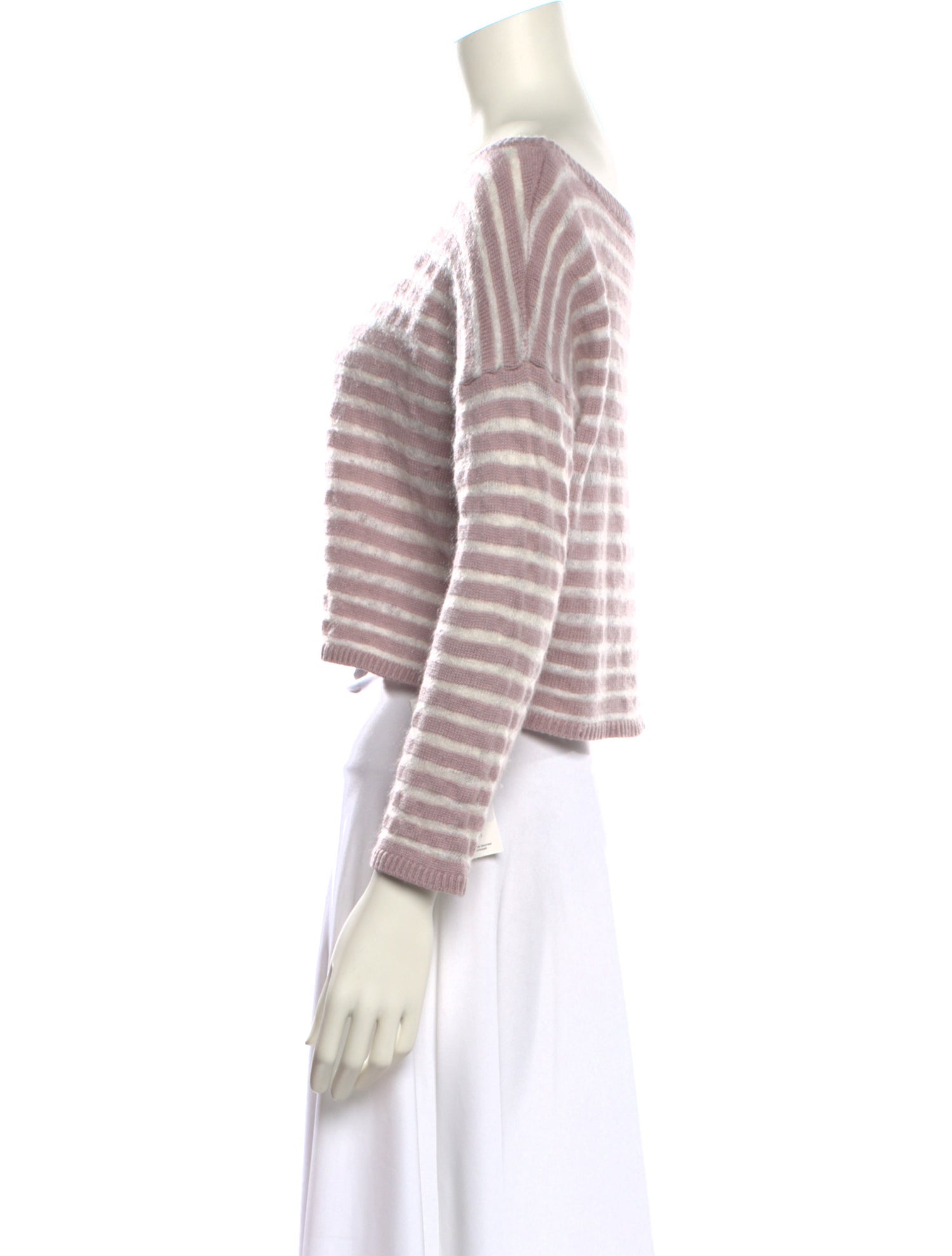 Intermix Striped Bateau Neckline Sweater