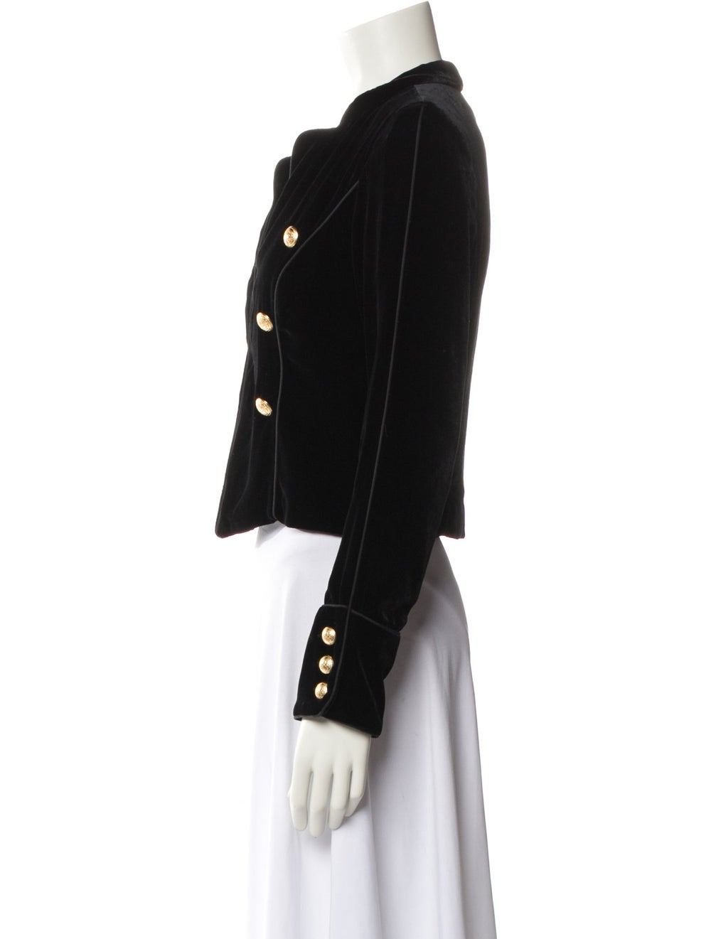 Intermix Evening Jacket Black Pointed Collar Hook… - image 2