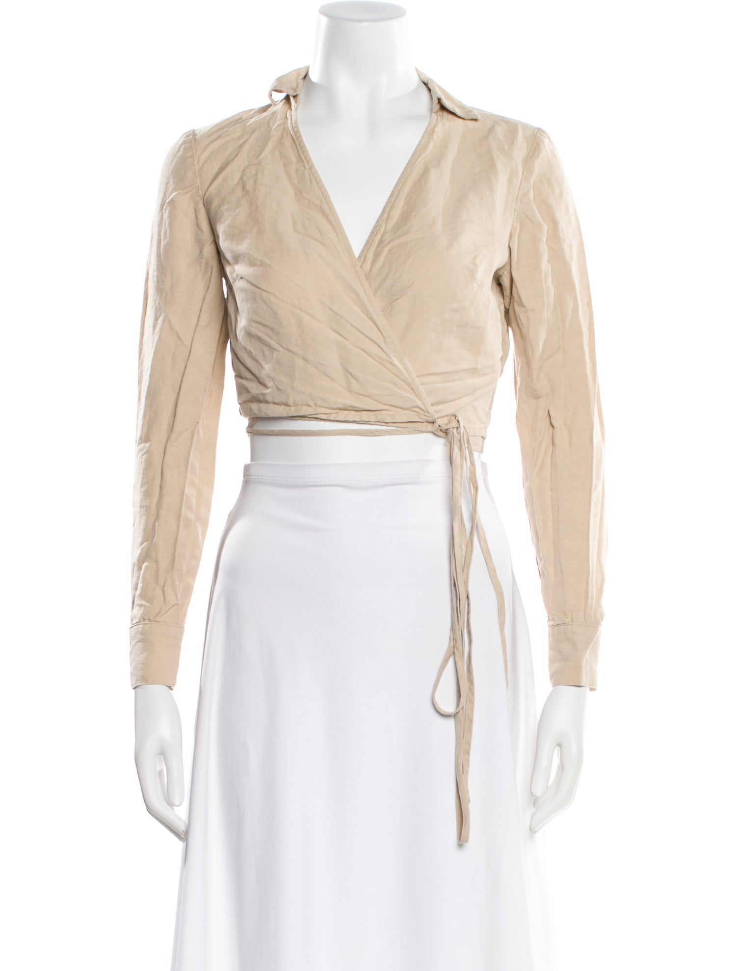 Intermix Linen V-Neck Crop Top