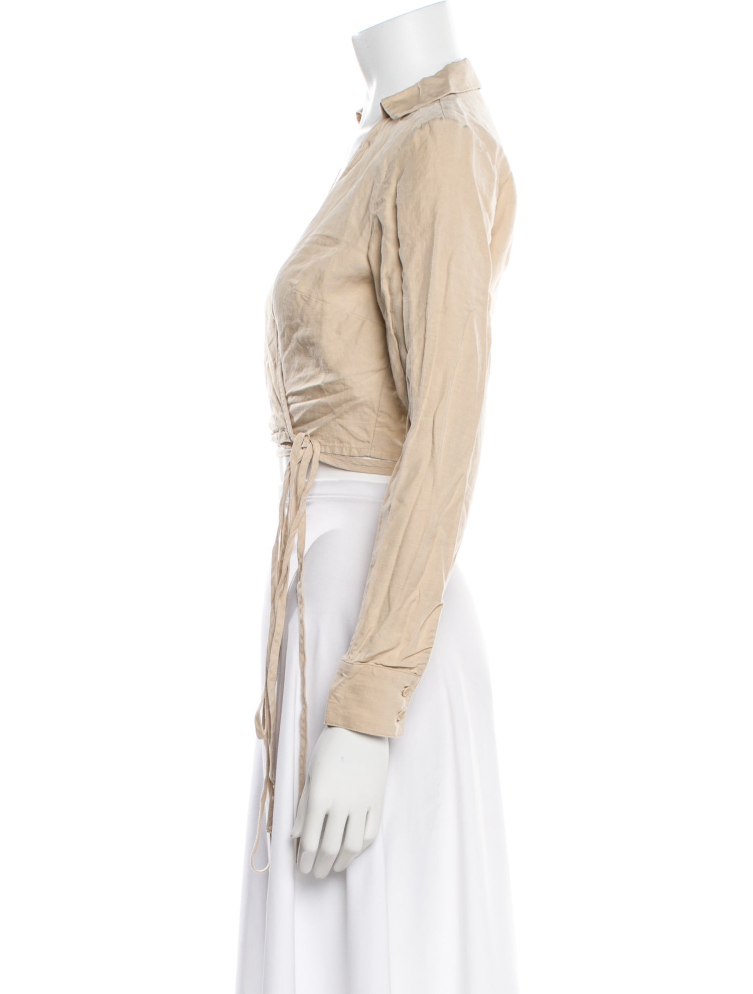 Intermix Linen V-Neck Crop Top