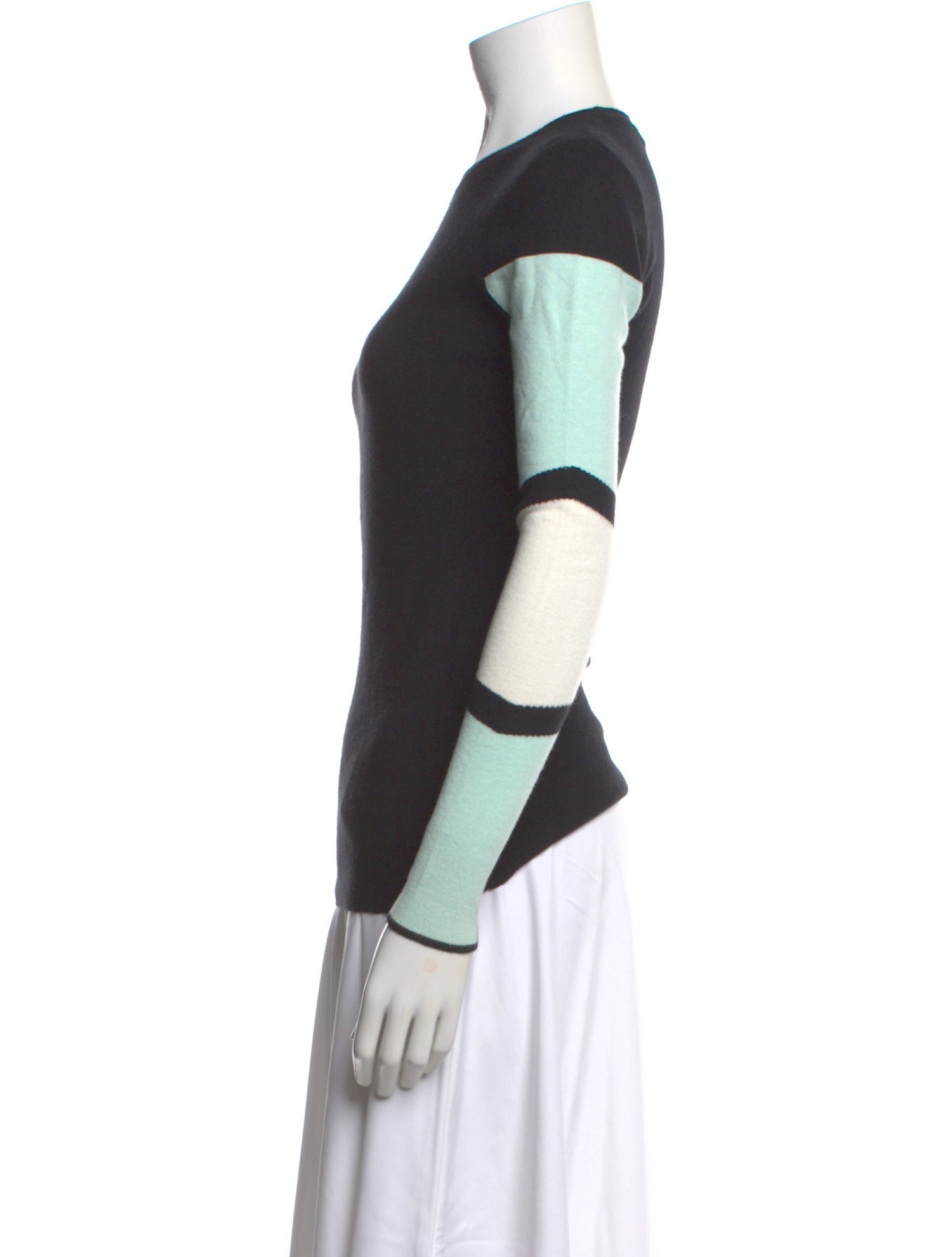 Intermix Colorblock Pattern Crew Neck Sweater