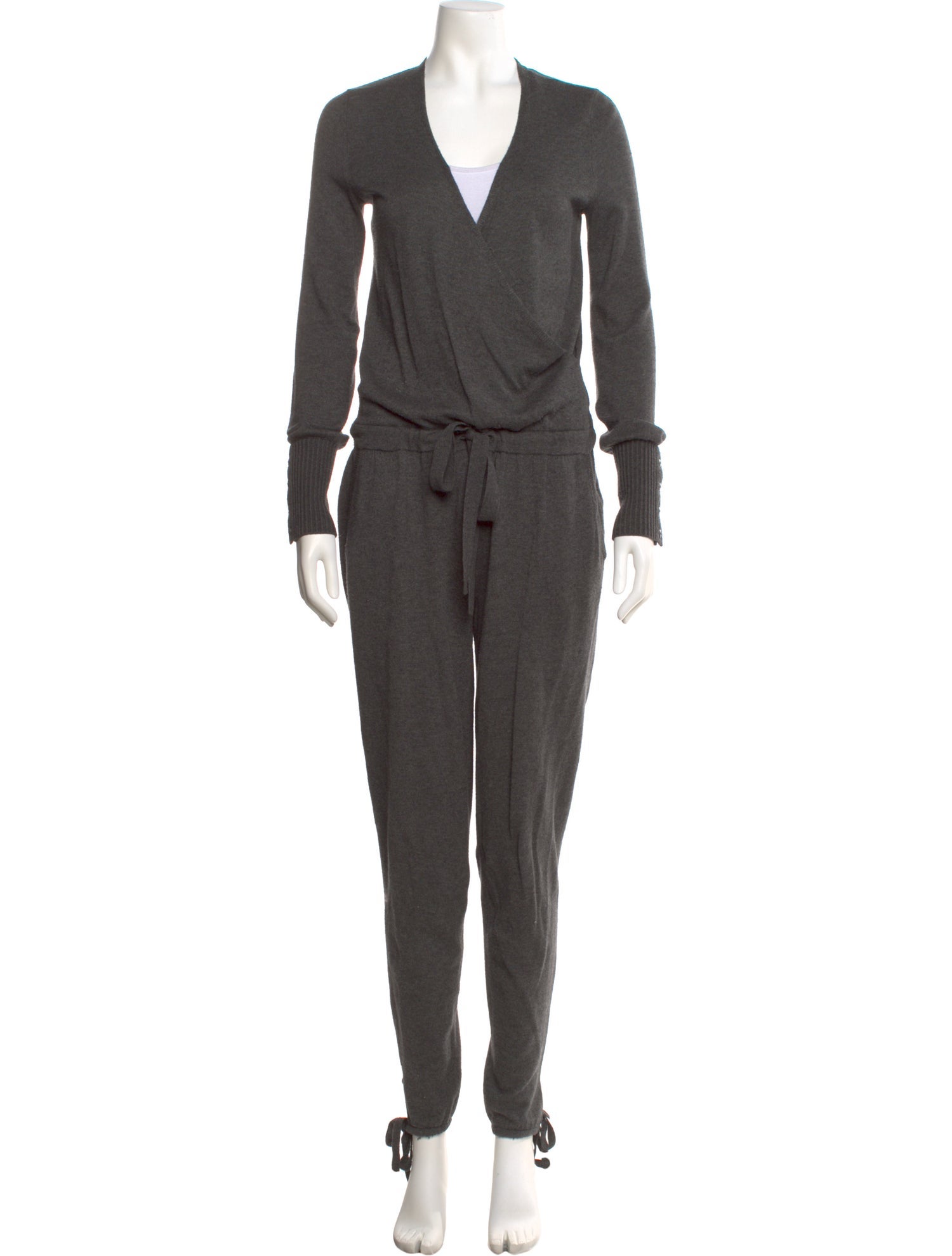 Intermix Wool V-Neck Jumpsuit