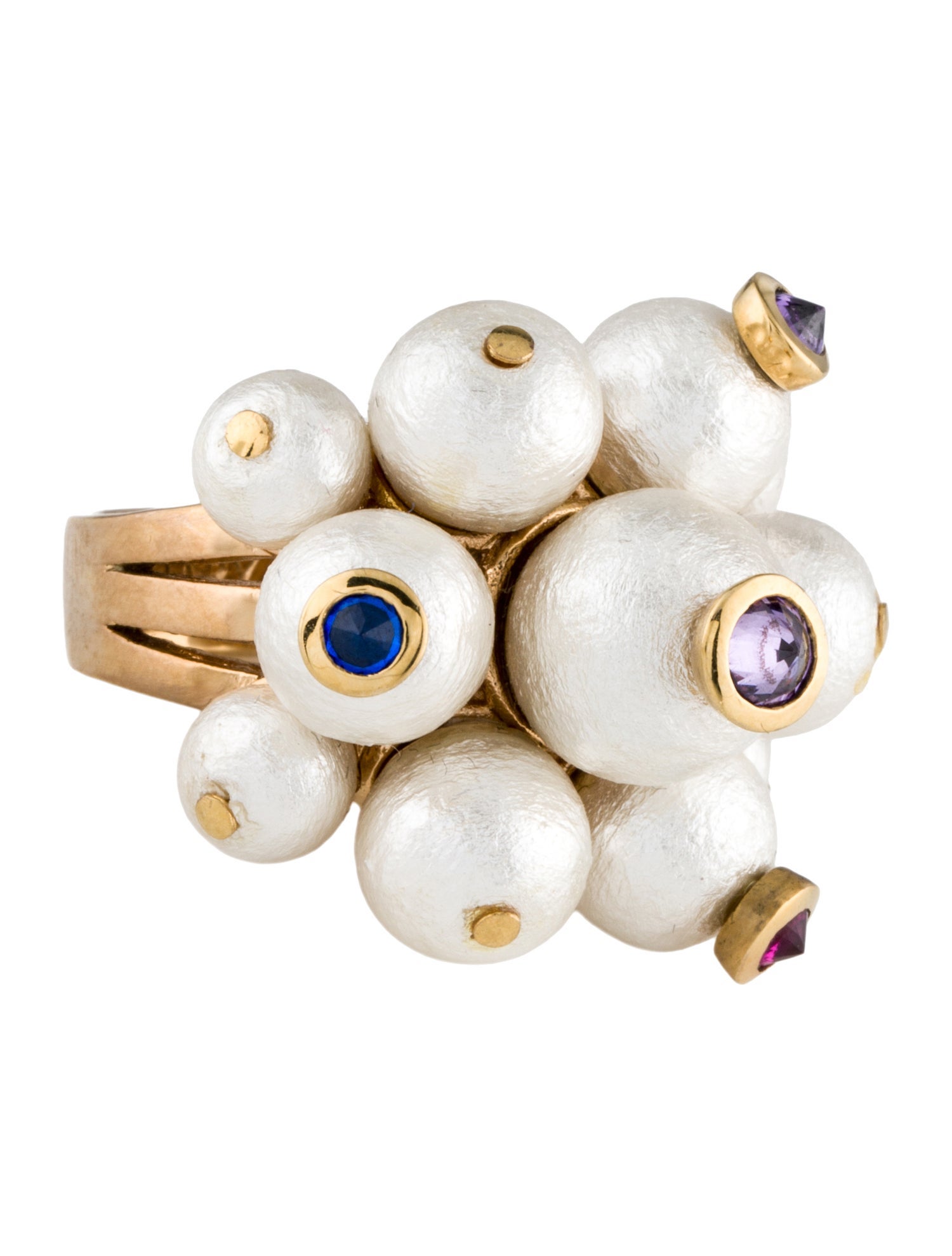Isharya Multi Stone & Faux Pearl Cocktail Ring