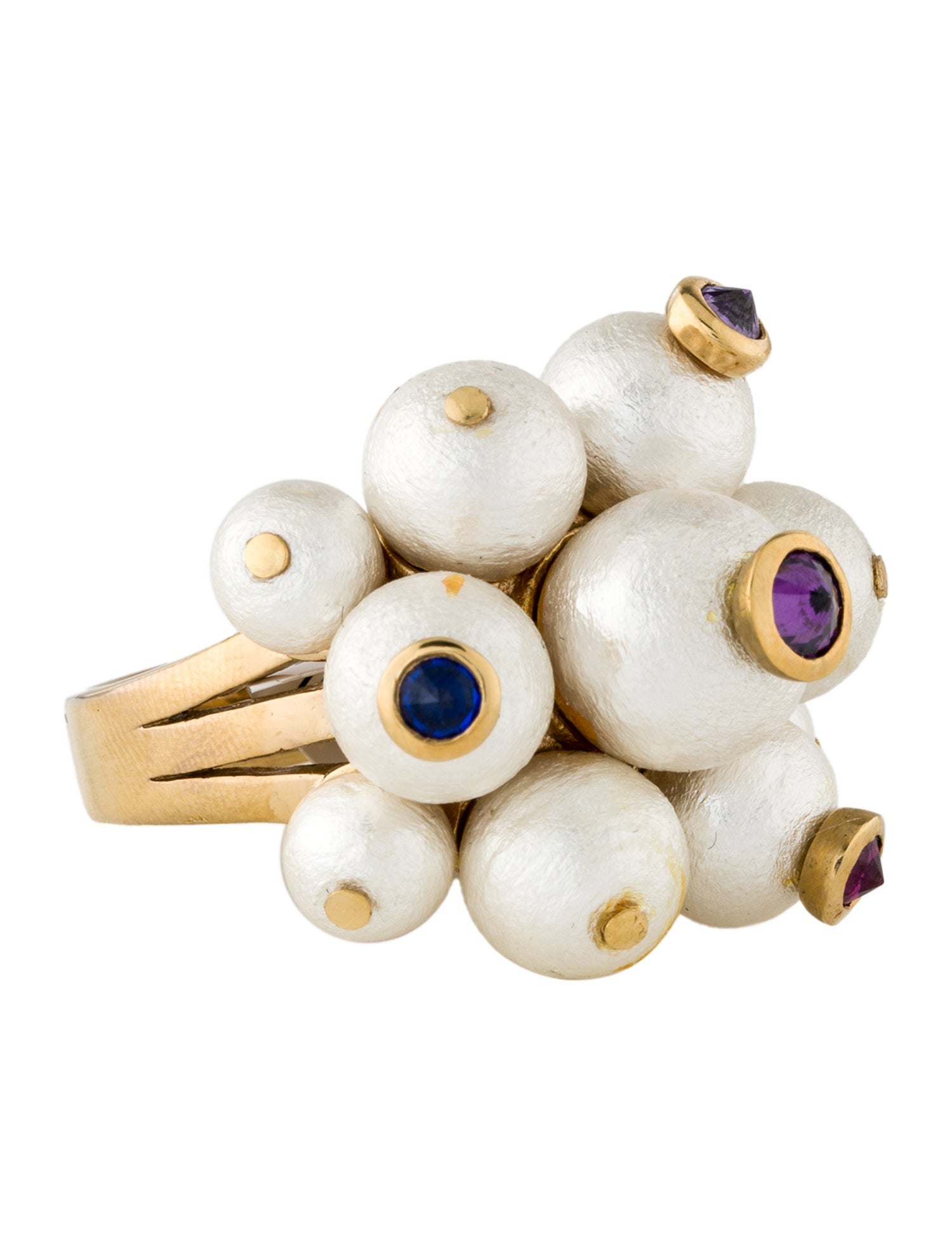 Isharya Multi Stone & Faux Pearl Cocktail Ring