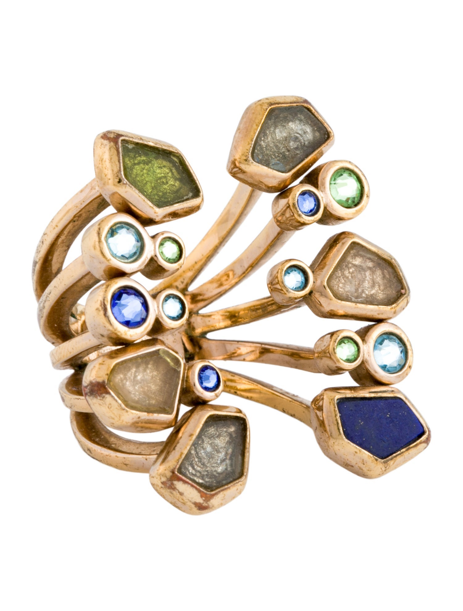 Isharya Crystal & Blue Stone Cocktail Ring