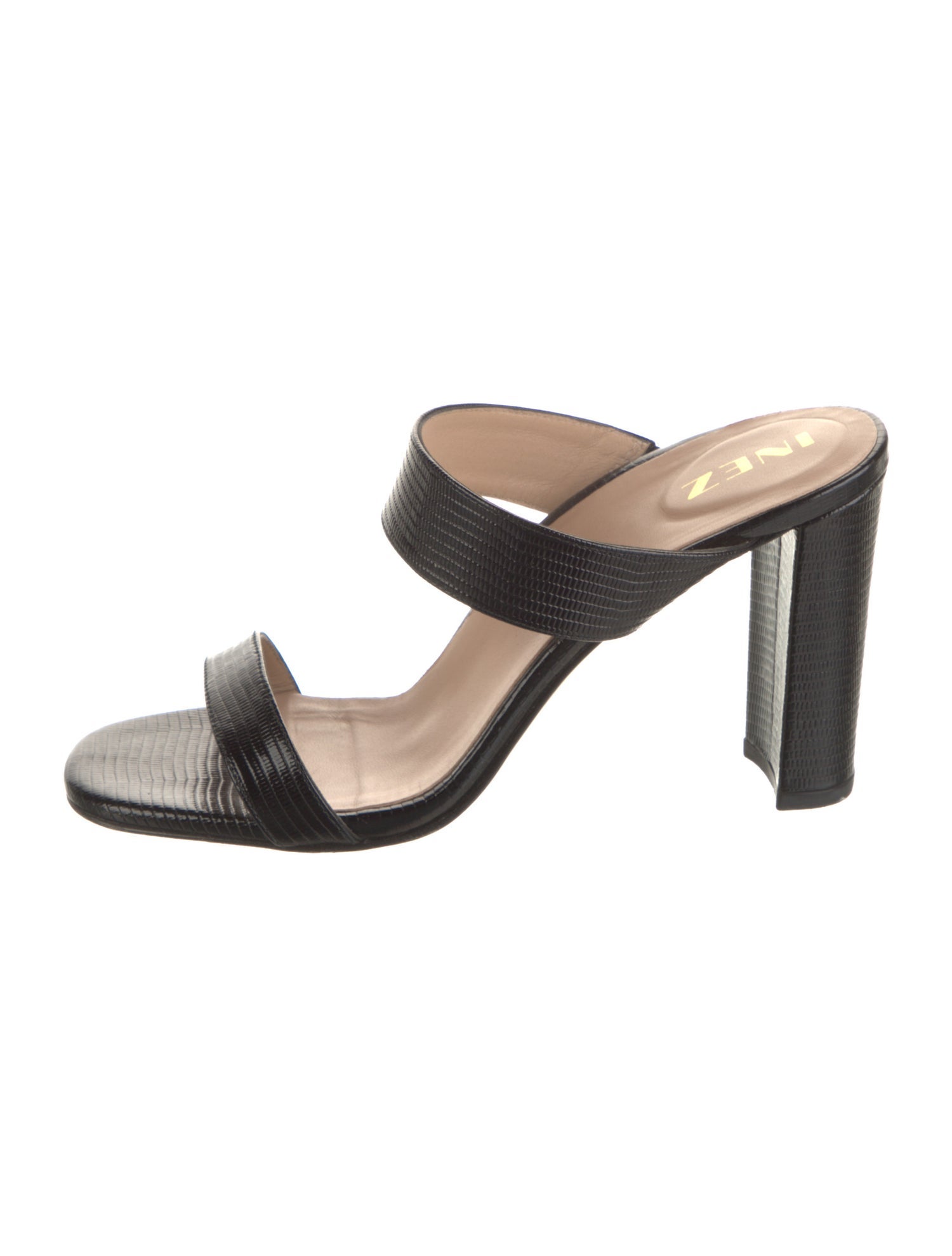 Inez Embossed Leather Animal Print Slides