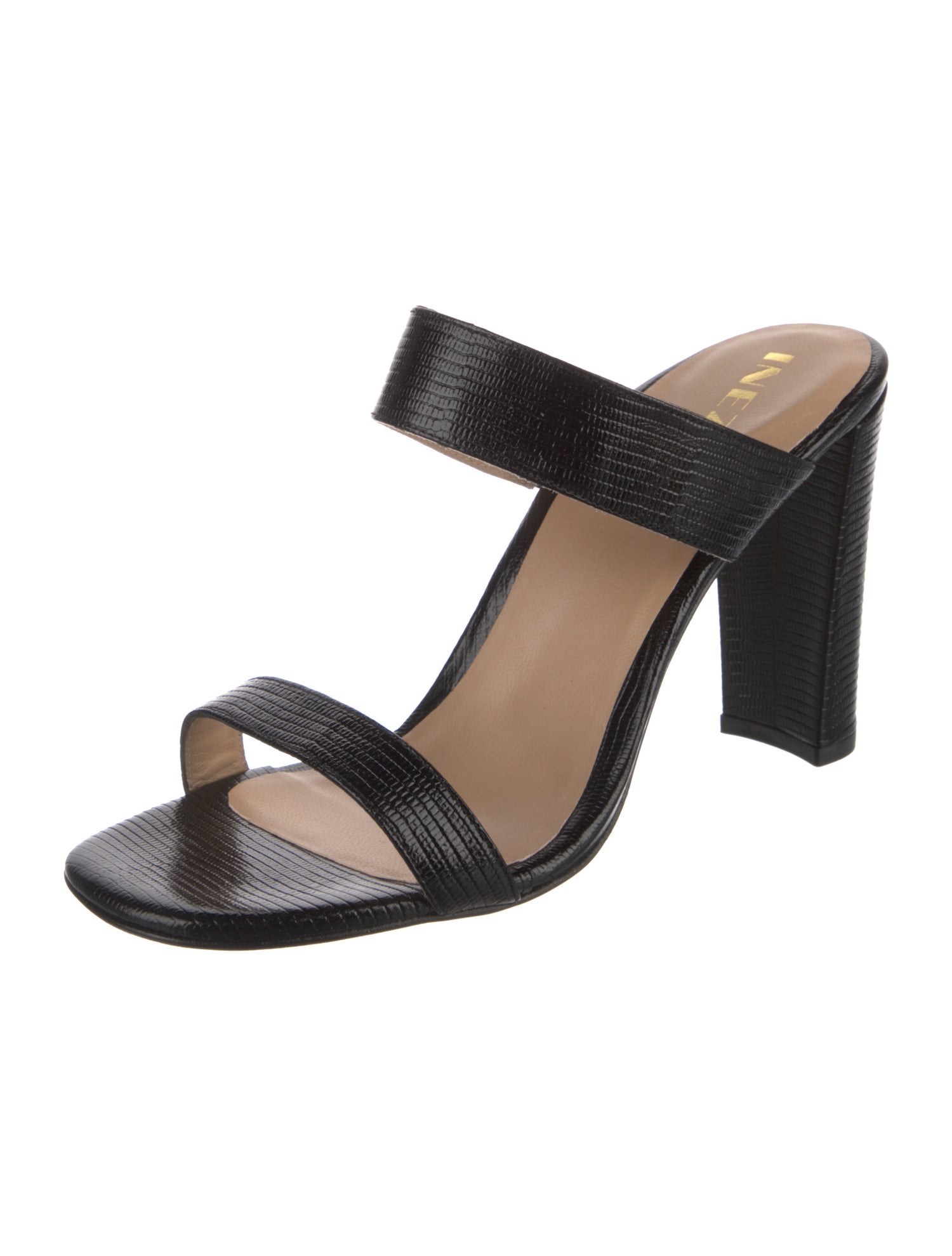 Inez Embossed Leather Slides