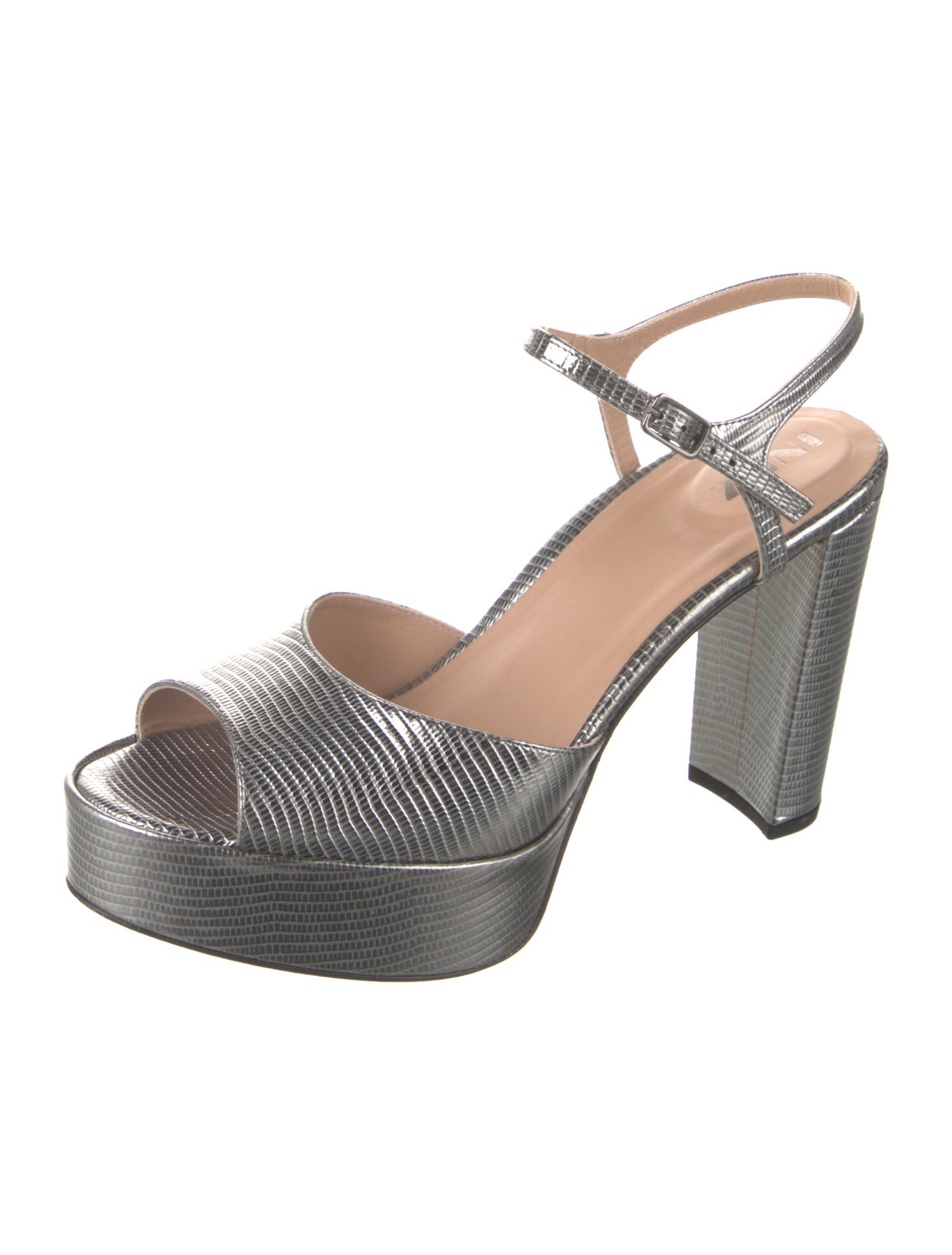 Inez Embossed Leather Sandals