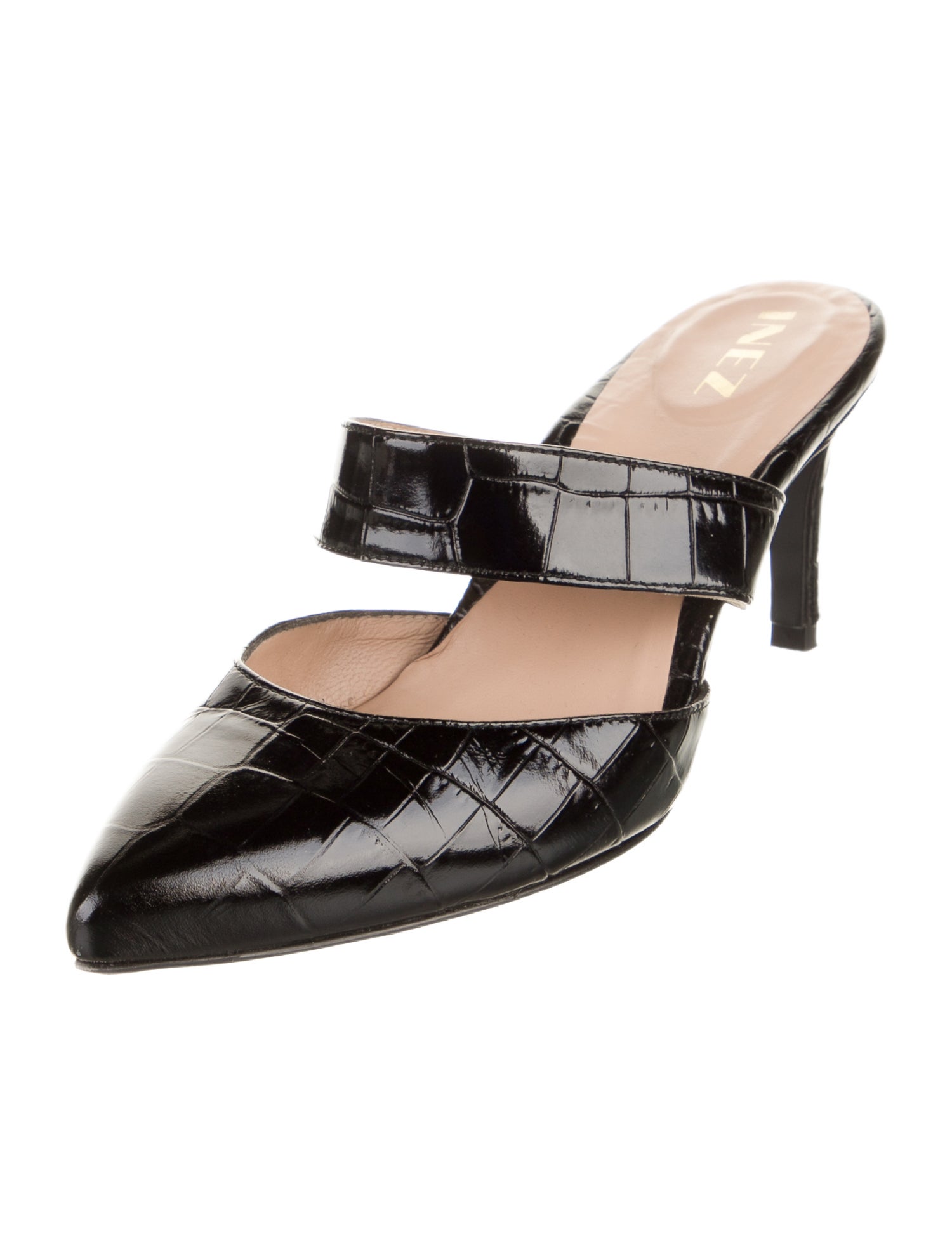 Inez Embossed Leather Mules